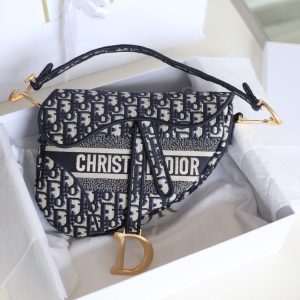 CD Oblique Saddle Bag Blue Canvas