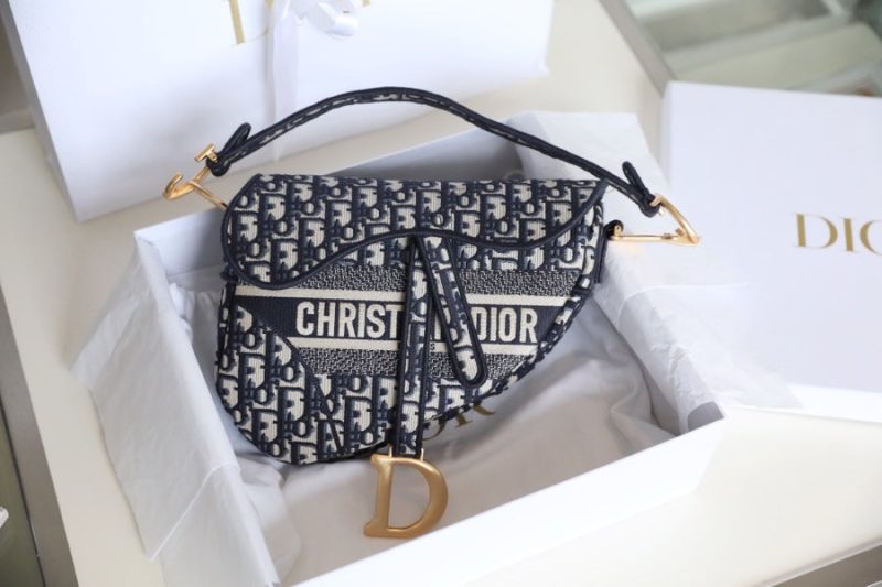 CD Oblique Saddle Bag Blue Canvas