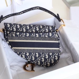 CD Oblique Saddle Bag Blue Canvas