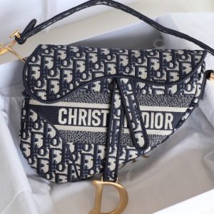 CD Oblique Saddle Bag Blue Canvas