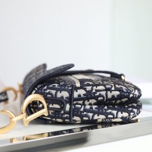 CD Oblique Saddle Bag Blue Canvas