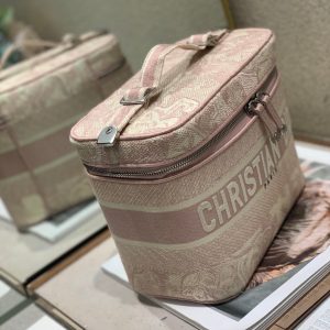 CROSSBODY MINI 18 VANITY CASE IN PEACH PINK MONOGRAM OBLIQUE JACQUARD