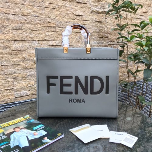 Fendi Sunshine Large Bag 40.5 Grey Leather