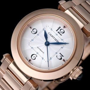 pasha 35mm automatic pink gold white dial