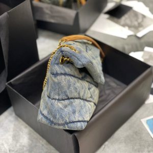 LOULOU PUFFER SMALL 29CM RODEO BLUE SUEDE DENIM