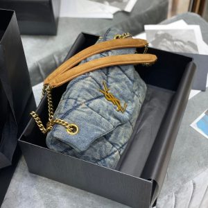 LOULOU PUFFER SMALL 29CM RODEO BLUE SUEDE DENIM