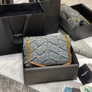 LOULOU PUFFER SMALL 29CM RODEO BLUE SUEDE DENIM