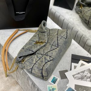 LOULOU PUFFER MEDIUM 35CM RODEO BLUE SUEDE DENIM