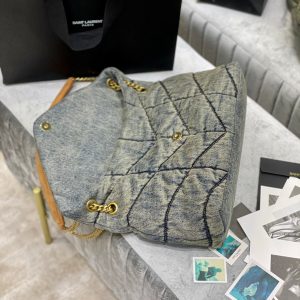 LOULOU PUFFER MEDIUM 35CM RODEO BLUE SUEDE DENIM