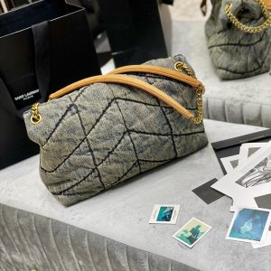 LOULOU PUFFER MEDIUM 35CM RODEO BLUE SUEDE DENIM