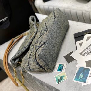 LOULOU PUFFER MEDIUM 35CM RODEO BLUE SUEDE DENIM