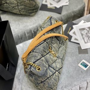 LOULOU PUFFER MEDIUM 35CM RODEO BLUE SUEDE DENIM