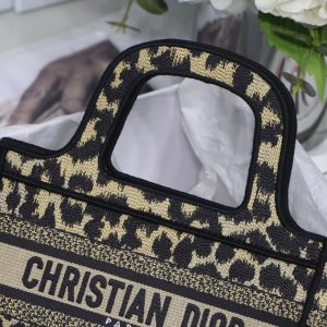 cd mini book tote 23cm leopard embroidery canvas