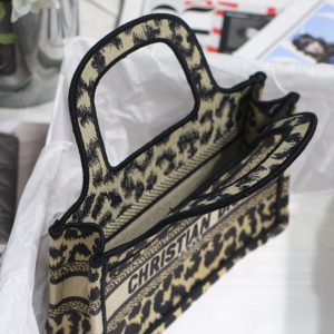 cd mini book tote 23cm leopard embroidery canvas