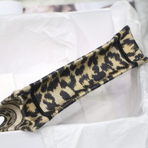 cd mini book tote 23cm leopard embroidery canvas