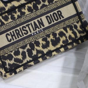 cd mini book tote 23cm leopard embroidery canvas