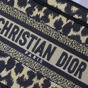 cd mini book tote 23cm leopard embroidery canvas