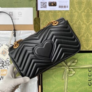 gg marmont 26cm black calfskin gold hardware