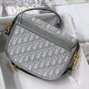 MEDIUM CD BOBBY 22CM GREY OBLIQUE CANVAS GOLD HARDWARE