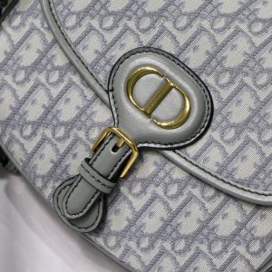 MEDIUM CD BOBBY 22CM GREY OBLIQUE CANVAS GOLD HARDWARE