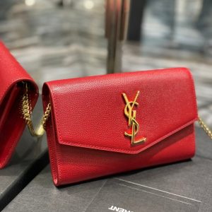 UPTOWN CHAIN WALLET 19 RED GRAINED CALFSKIN