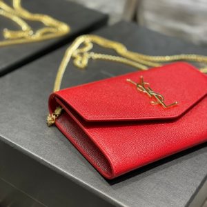 UPTOWN CHAIN WALLET 19 RED GRAINED CALFSKIN