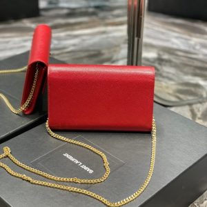UPTOWN CHAIN WALLET 19 RED GRAINED CALFSKIN