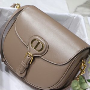 MEDIUM CD BOBBY 22CM DARK BROWN CALFSKIN GOLD HARDWARE