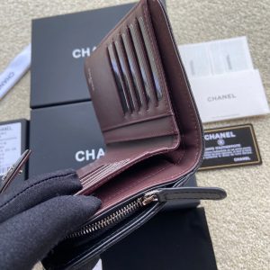 CC A48667 Zip Pocket Wallet Black Sheepskin Silver Steel 229764