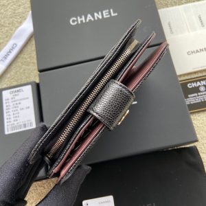 CC A48667 Zip Pocket Wallet Black Caviar Sliver Steel 229760