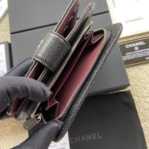 CC A48667 Zip Pocket Wallet Black Caviar Sliver Steel 229760