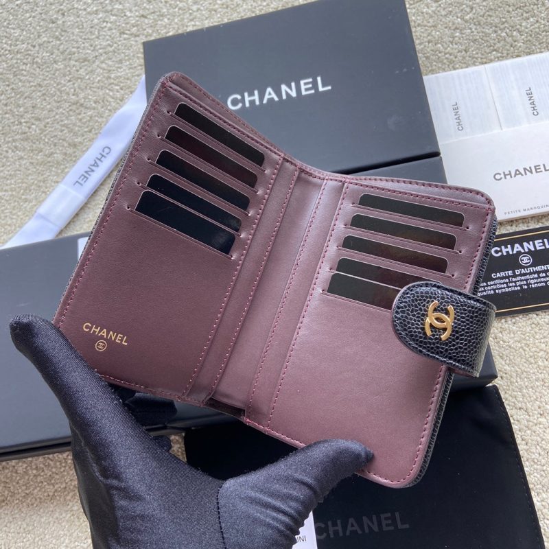 CC A48667 Zip Pocket Wallet Black Caviar GHW 229758