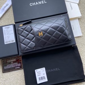 CC Classic Phone Pouch Black Lambskin GHW 229648