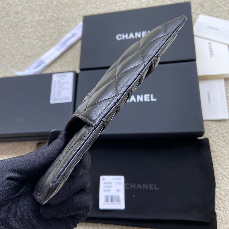 CC Classic Phone Pouch Black Lambskin Sliver Steel 229650