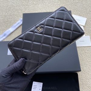 CC A50097 Classic Zipper Wallet Black Caviar GHW 229656
