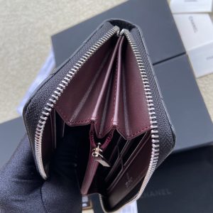 CC A50097 Classic Zipper Wallet Black Caviar Sliver Steel 229658