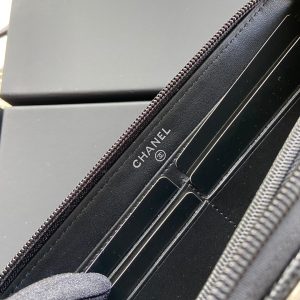 CC Sliver Buckle Boy Zipper Coin Wallet Black Caviar 229743