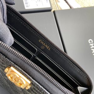 CC Gold Buckle Boy Zipper Coin Wallet Black Caviar 229739