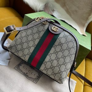 OPHIDIA GG MEDIUM 23 SHOULDER BAG BEIGE AND EBONY SUPREME CANVAS