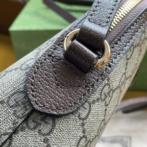 OPHIDIA GG MEDIUM 23 SHOULDER BAG BEIGE AND EBONY SUPREME CANVAS