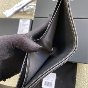 CC Boy Small Flap Wallet Black Caviar Sliver Steel 156528