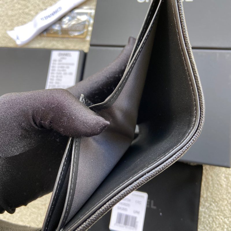 CC Boy Small Flap Wallet Black Caviar Sliver Steel 156528