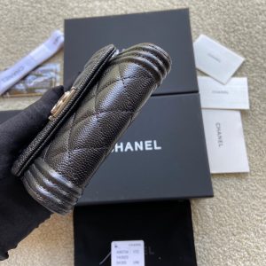 CC Boy Small Flap Wallet Black Caviar Sliver Steel 156528