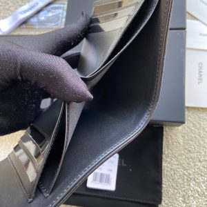 CC Boy Small Flap Wallet Black Sheepskin Sliver Steel 156526