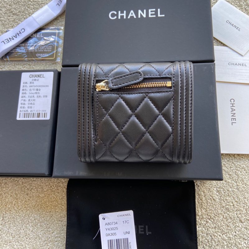 CC Boy Small Flap Wallet Black Sheepskin GHW 156518