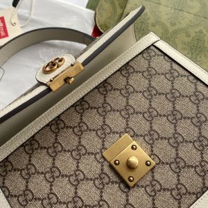 Gucci Ophidia 25cm Bag Ebony White Canvas Leather 239794