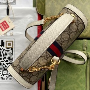 Gucci Ophidia 25cm Bag Ebony White Canvas Leather 239794