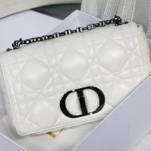 medium caro 25.5 white calfskin black hardware