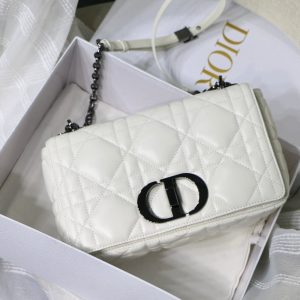medium caro 25.5 white calfskin black hardware