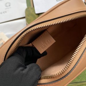 gg marmont mini 18cm zip top dark beige calfskin gold hardware